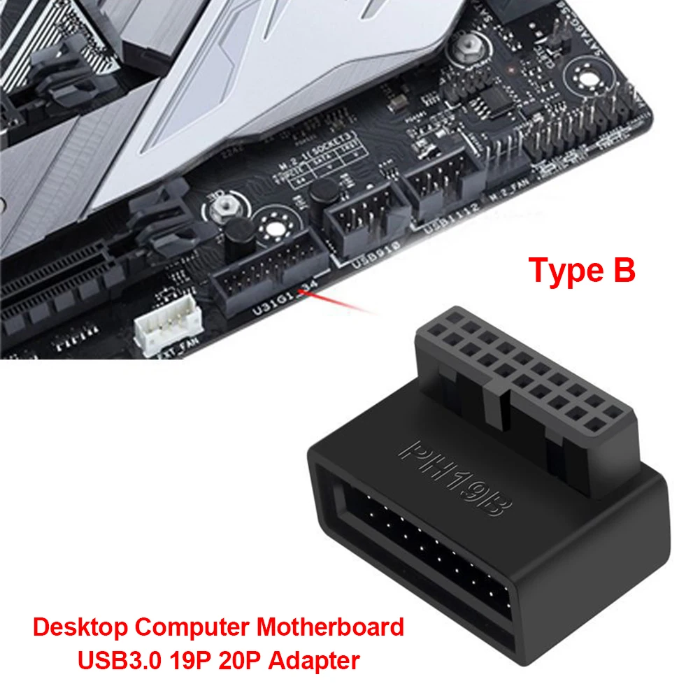 Computer Moederbord Extensie Adapter Usb 3.0 19/20pin Man-Vrouw 90 Graden Omhoog Schuine Converter Voor Desktop Pc Moederbord