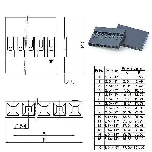 JST-Dupont Connector Kit, XH 2,54 para Dupont, 2,54 milímetros Habitação, 16 centímetros de fio, JST-XH