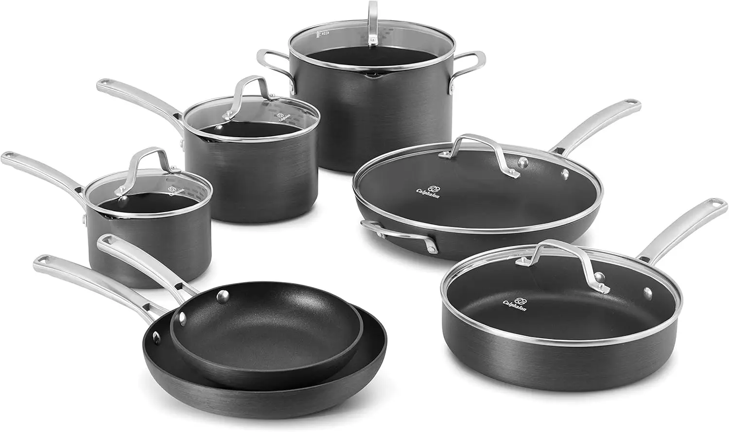 Calphalon 1943337 12 Piece Classic Nonstick Cookware Set, Grey