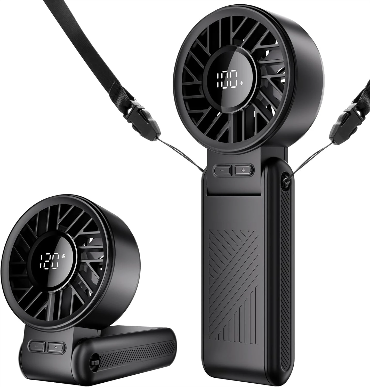 

Handheld Portable High-speed Fan,Foldable Design,Rechargeable Personal Fan With 120 High Speeds,3600mAh Power For 8H Cool