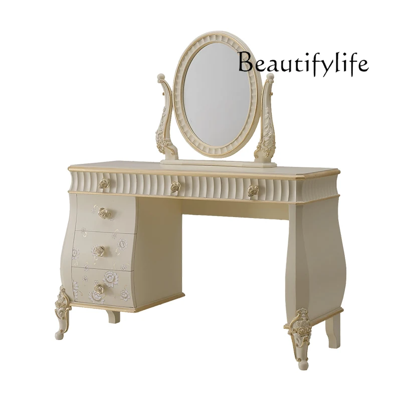 

Complete French light luxury dresser European dressing cabinet Small master bedroom dresser Solid wood hand-carved