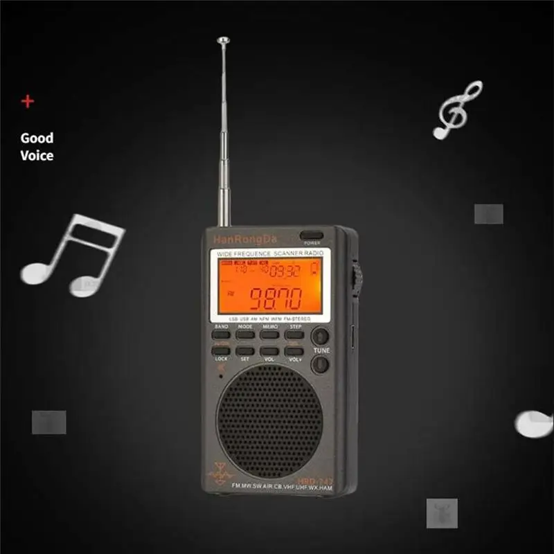 SCLS  -747 Portable Multiband Radio FM/MW/SW/SSB/LSB/AIR/CB/VHF/UHF/UBD/ Full-Band Mini Stereo Radio Receiver