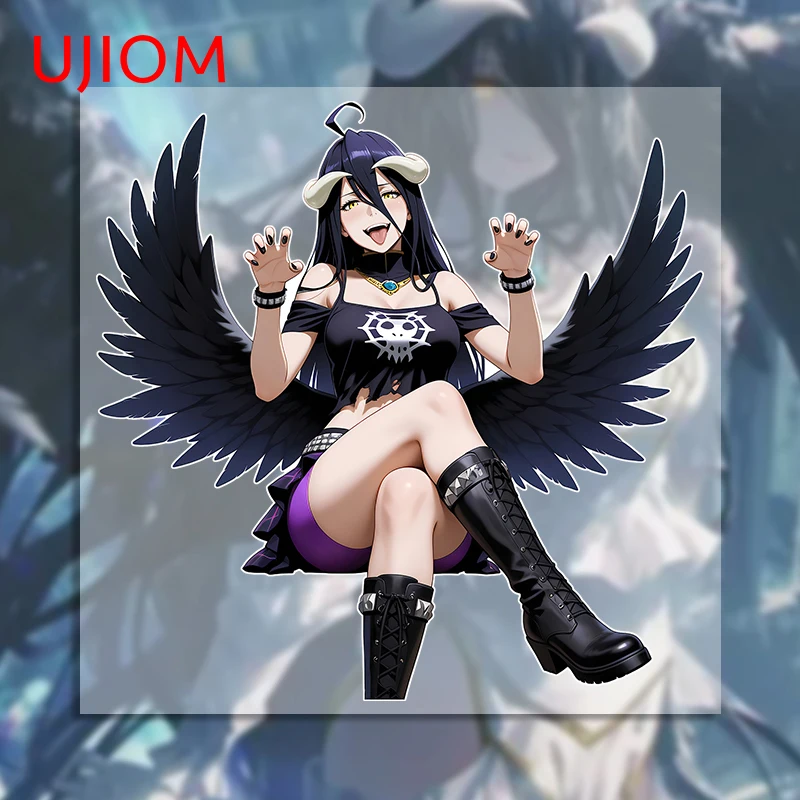 UJIOM Albedo Trendy Ahegao Devil Girl Wall Sticker Sitting Posture Naughty Picture Decal Uniqu Vinyl Wallpaper Home Decor