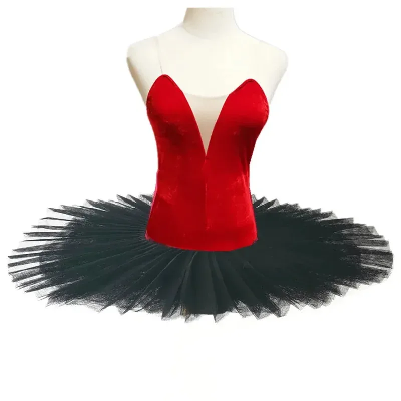 تنورة باليه توتو أسود أبيض مخملي بلايز للأطفال الكبار أزياء مسرحية الرقص الإناث القرص بحيرة البجع فستان سم؛ 5