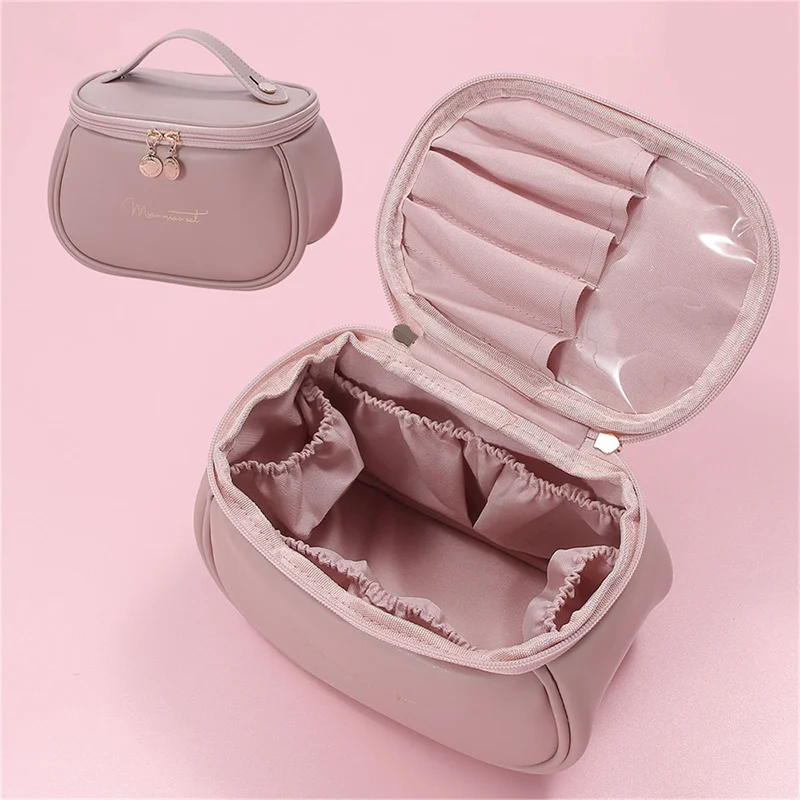 Cute PU Makeup Bag For Women Toiletries Waterproof Travel Make Up  Pouch Female Large Capacity Portable Cosmetic Case