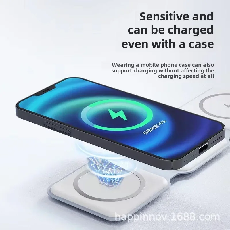 Foldable Three in One Portable Wireless Charger Suitable for Iphone 16 15 14 13 Pro Max IWatch Airpods Fast Charging Dock