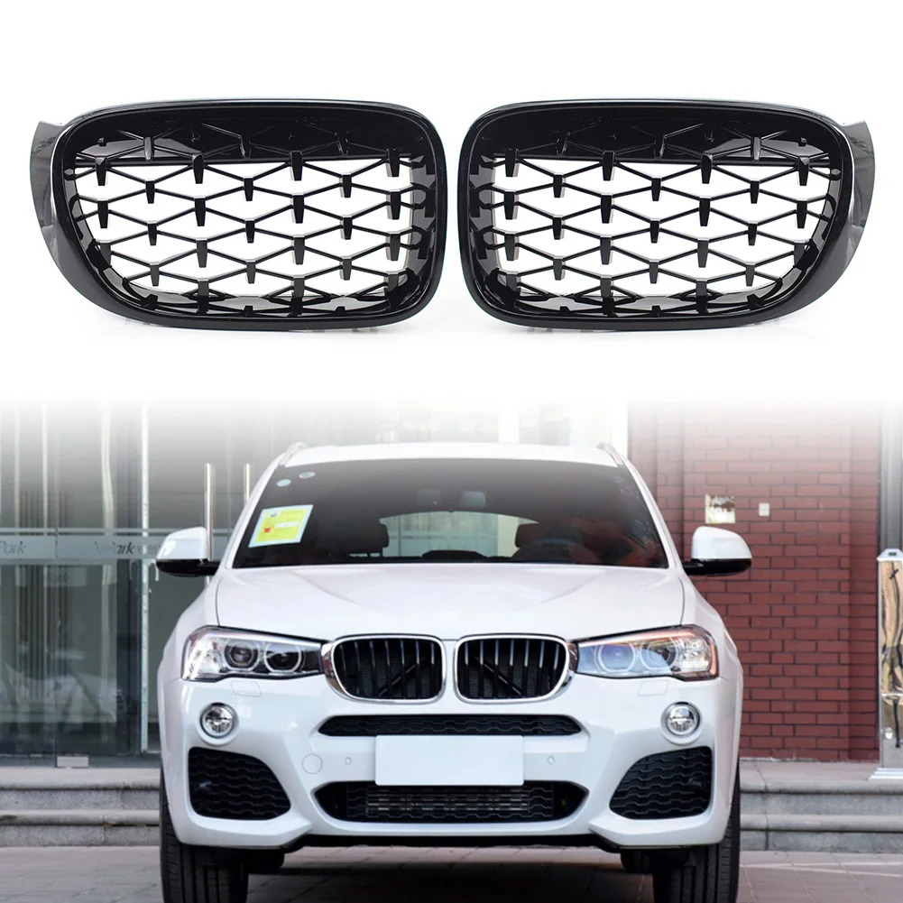 

Car Front Kidney Grille Diamond Meteor Latest Style Mesh Grill For BMW X3 F25 /X4 F26 2014 2015 2016 2017 ABS Plastic 1Pair