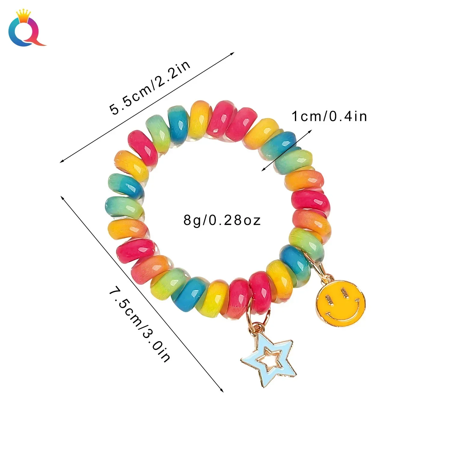 1pc High Elastic Phone Cord Hair Tie Personalized Sweet Rainbow Pendant Women's Hair Tie Holiday Party Girls Hair Accessory Gift