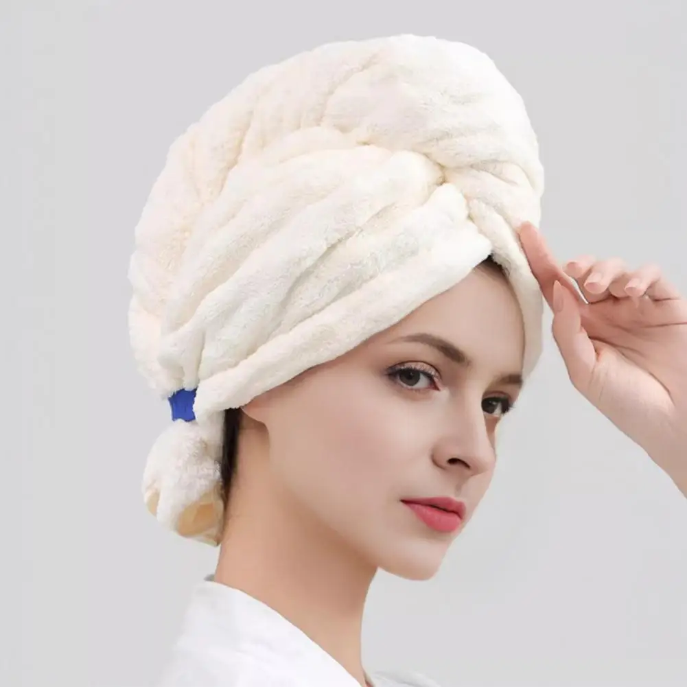 Absorbent Hair Drying Turban Coral Fleece Hair Towel Wrap Super Absorbent Quick Dry Hair Turban Thickened Anti Frizz for Curly