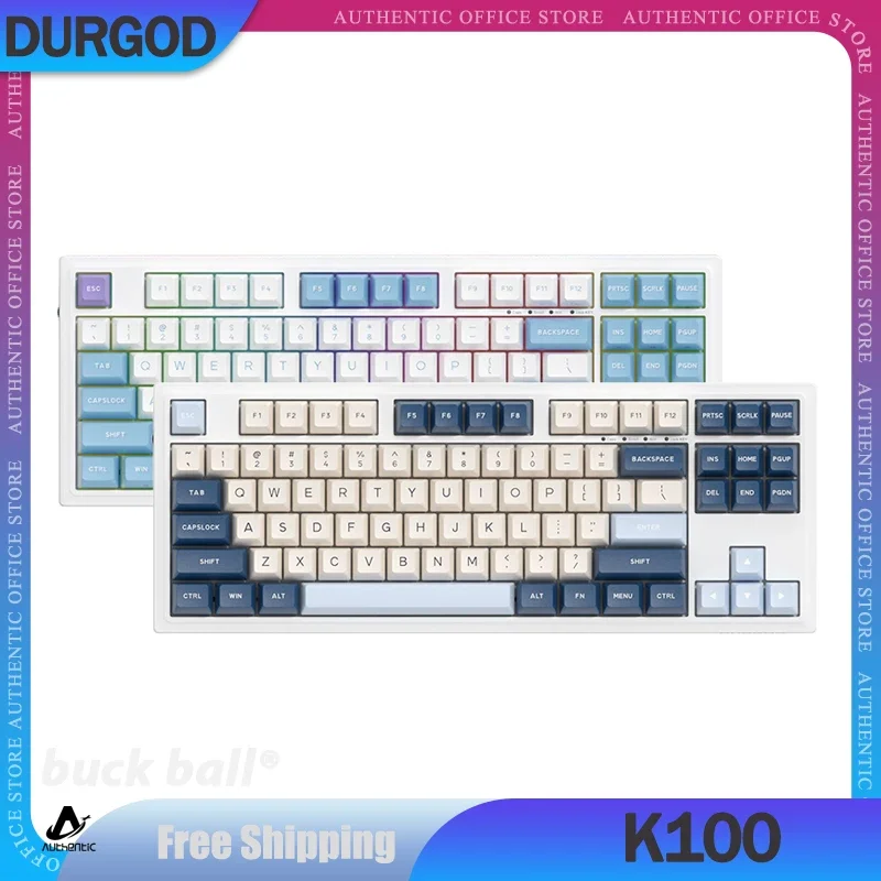 

DURGOD K100 Mechanical Keyboard 3 Mode 2.4G Bluetooth Wireless Keyboard Keycaps PBT Hot-Swap RGB Blacklit Gaming Keyboards Gifts