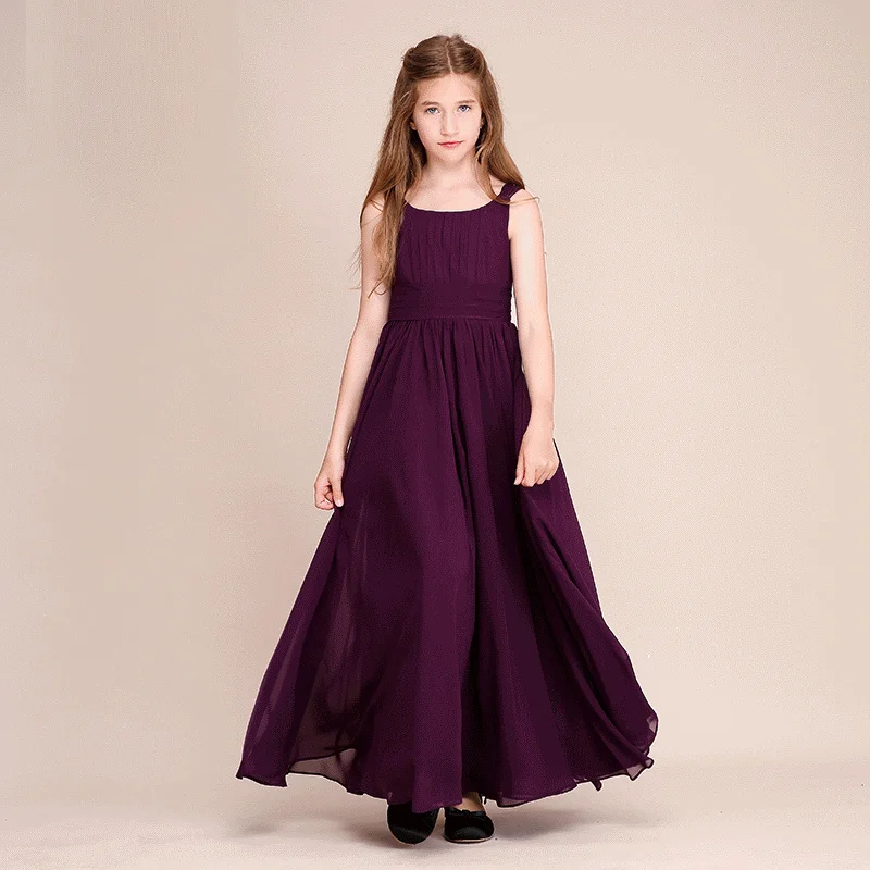 Simple Children Evening Concert Piano Violin Release Party Performance Flower Girl Dresses Purple