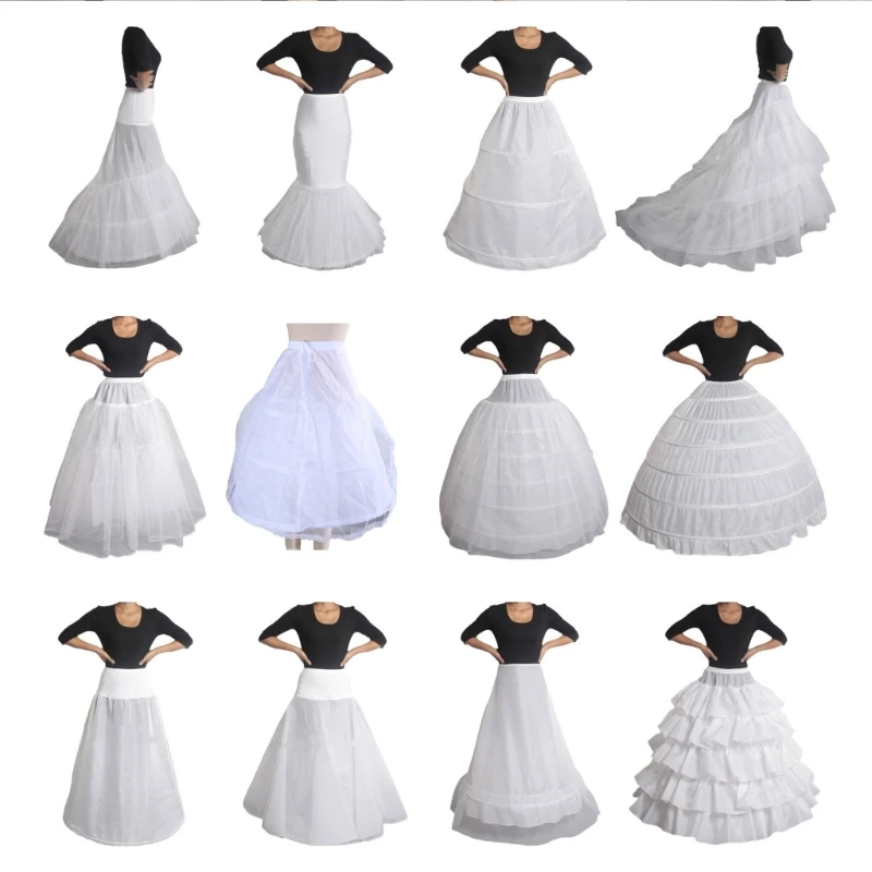 

Women's Hoop Skirt Crinoline Petticoat Vintage Party Underskirt White Slip Elastic Waist Swing Gothic Skirts for Prom