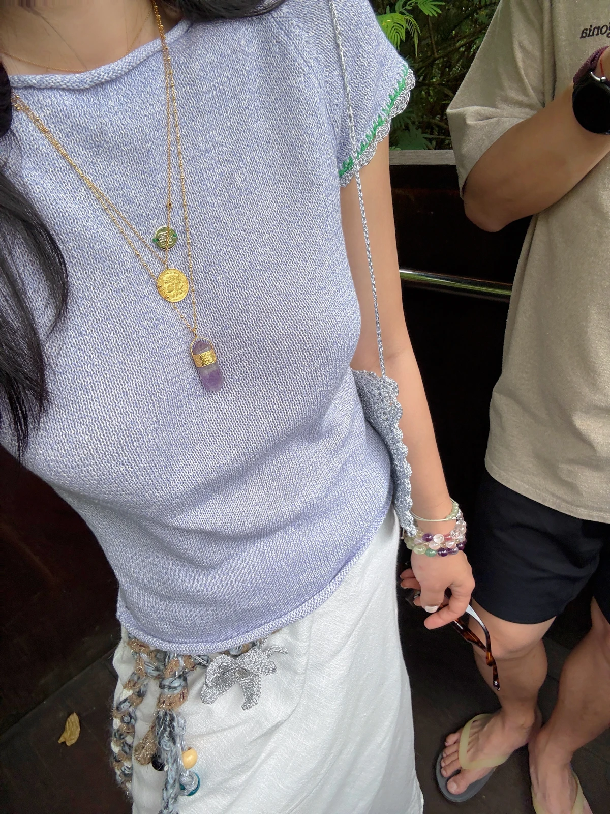 

Женская футболка TZCO 25S из бумажного волокна с эффектом морской соли, летняя, с ручной вышивкой в технике пэчворк