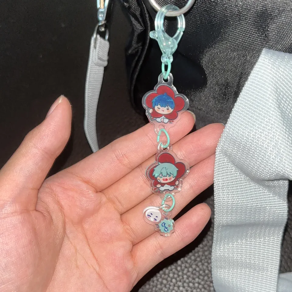 Alien Stages Till＆Ivan Portachiavi Alien Stages Cosplay Carino Ciondolo Cuore Tema Acrilico Figura Keychain Decorazioni (A