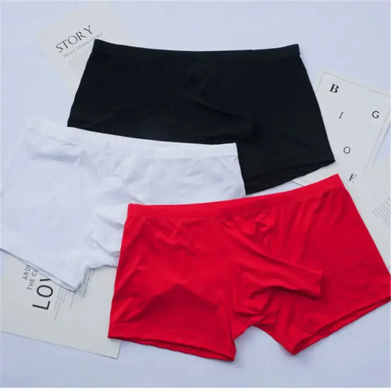 Ice Silk Separation Boxers Men Youth Fashion Low Waist Shap Soft Boxer Shorts Mens Seamless Underwear Sex Underpants Boxershorts