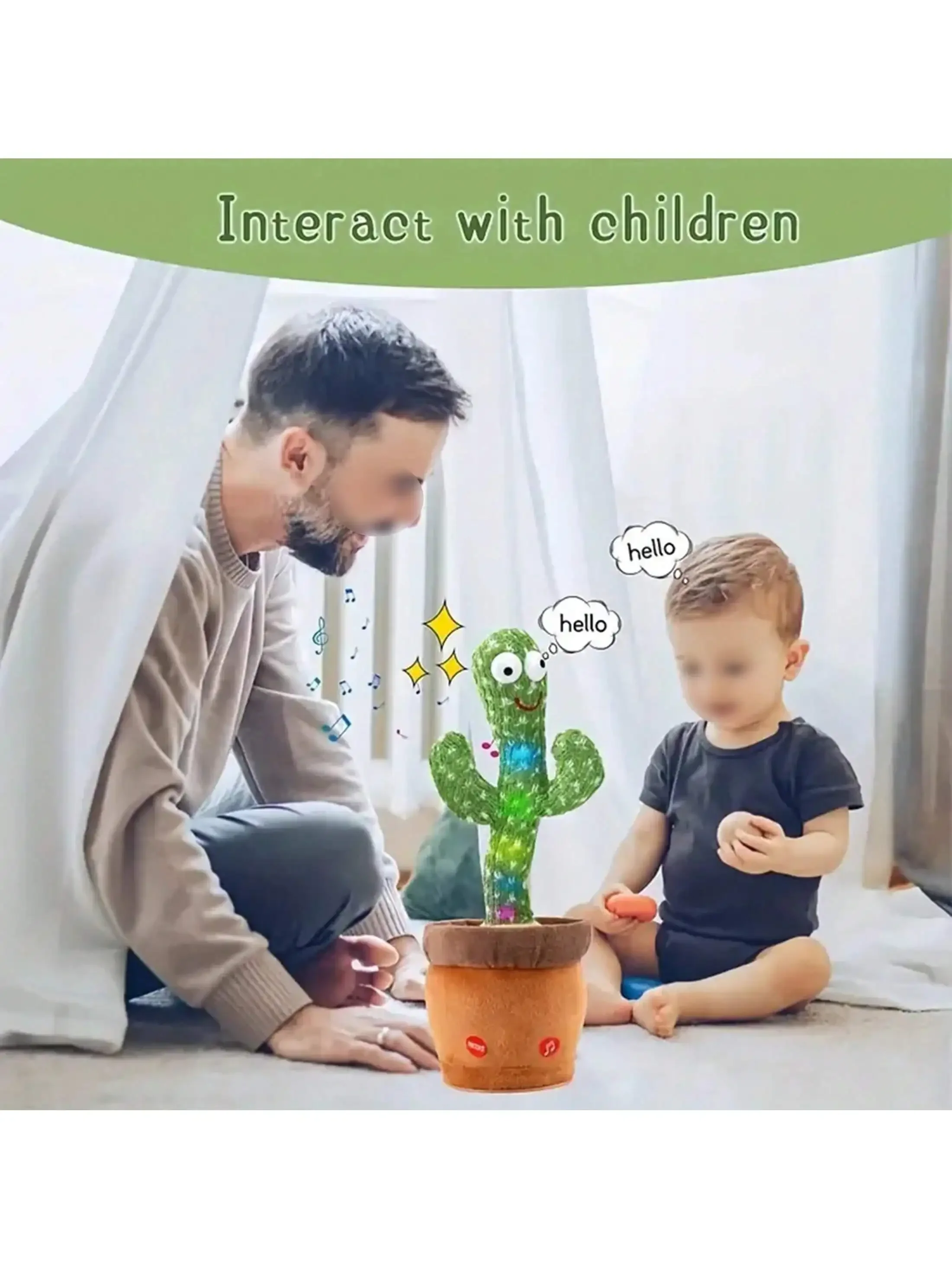 1pc Recharge Dancing Talking Cactus Toys for Baby Singing Mimicking Recording Repeating What You Say Sunny Cactus Up Plus