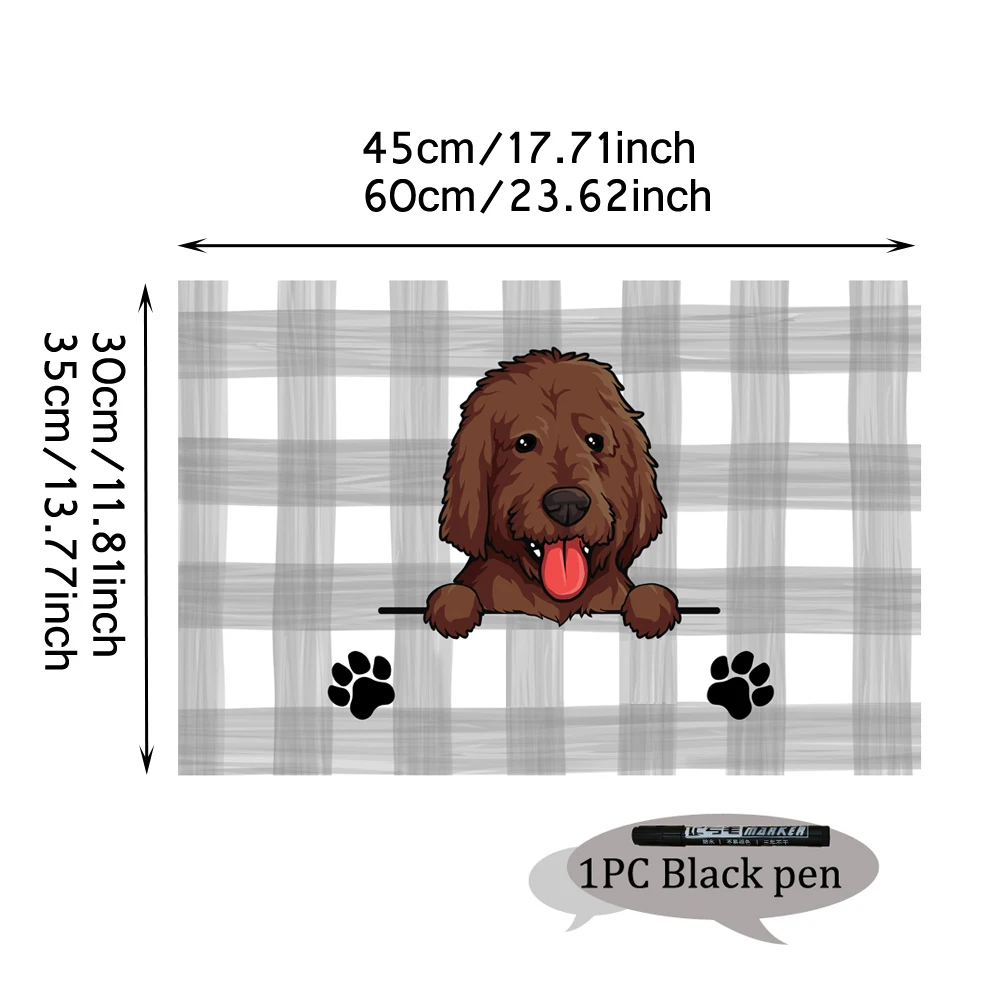 Household Pu Pet Dog Personalized Pet Bowl Mat Waterproof Food Bowl Beverage Feeding Mat and Black Pen for Writing Pet Name