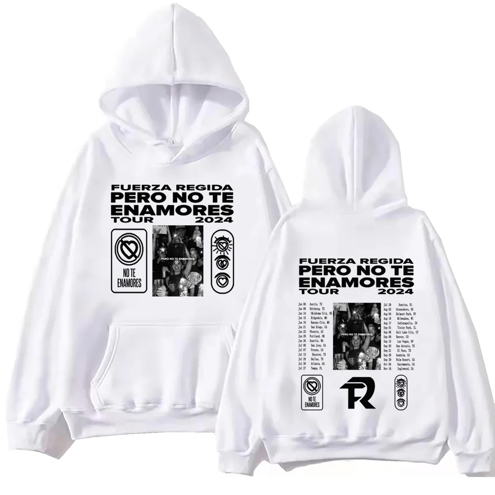 2024 Fuerza Regida Pero No Te Enamores Tour Hoodie Harajuku Hip Hop Pullover Tops Popular Music Sweatshirt Fans Gift