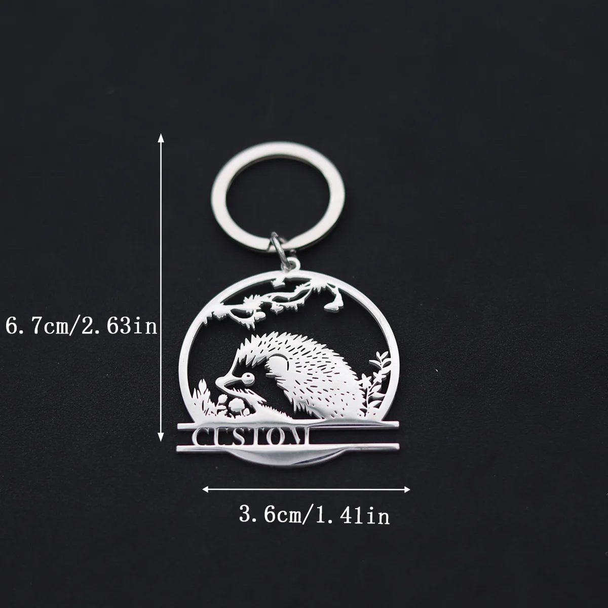 QIAMNI Custom Name Cute Hedgehog Animal Key Chains Souvenir Gifts For Women Men Stainless Steel Laser Engraved Letters Keyring - Image 6