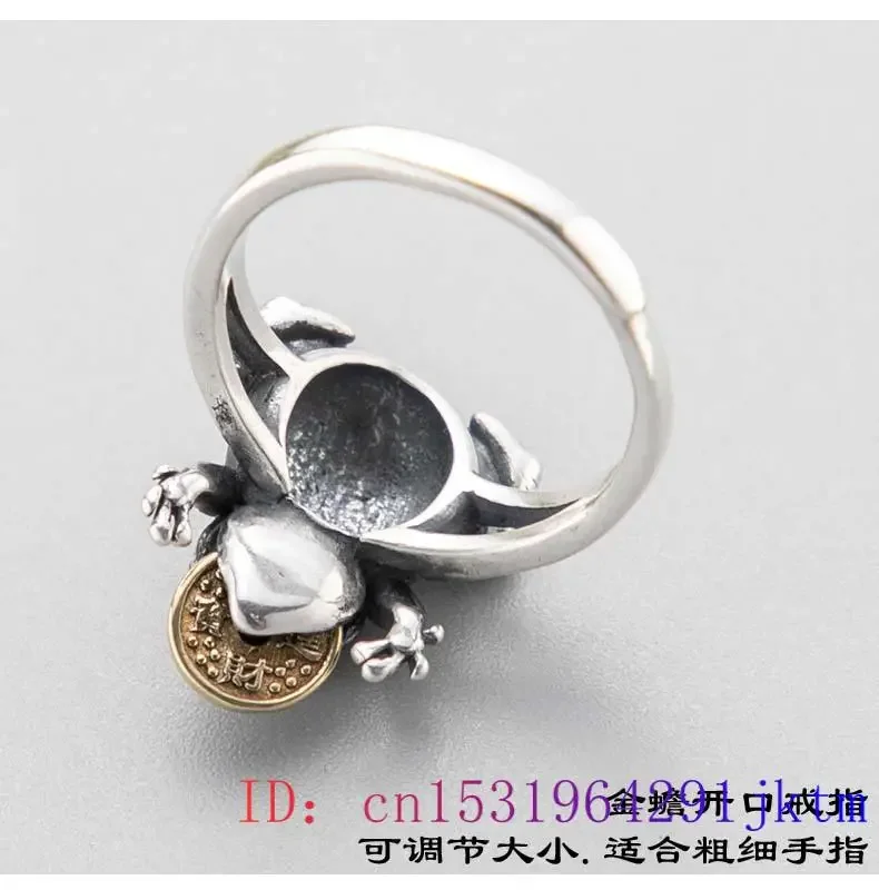 Red Jade Golden Frog Rings Gemstone Accessories Amulets 925 Silver Carved Adjustable Ring Natural Charm Jewelry Charms Women