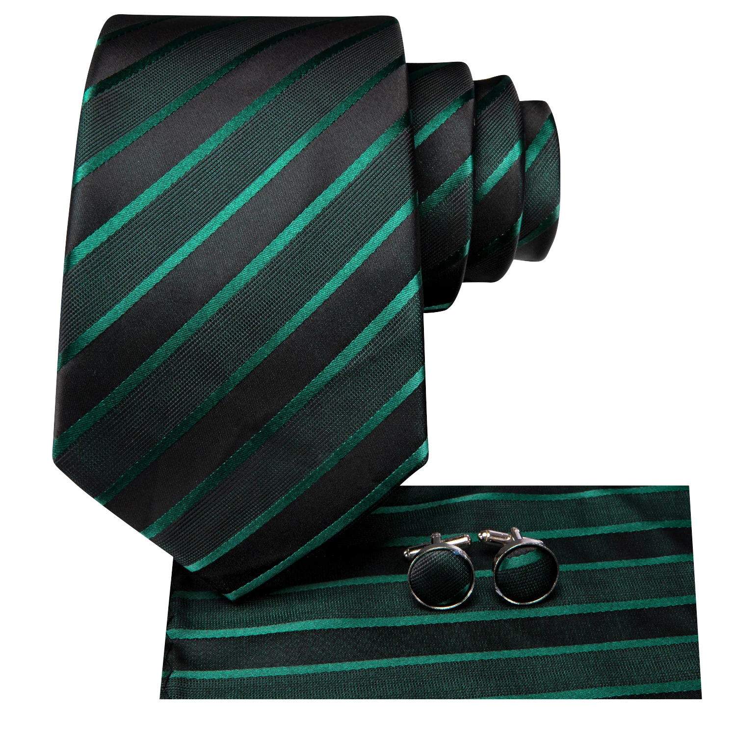 Hi-Tie-corbata verde oscuro para hombre, corbata de boda de seda Paisley a rayas, conjunto cuadrado de bolsillo, diseñador de moda de negocios para fiesta, triangulación de envíos