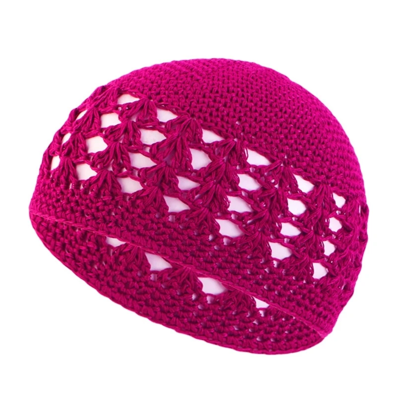 Y1UB Universal Knit Beanie Hat for Teenager Keeping Hollow out Breathable Hat Muslims