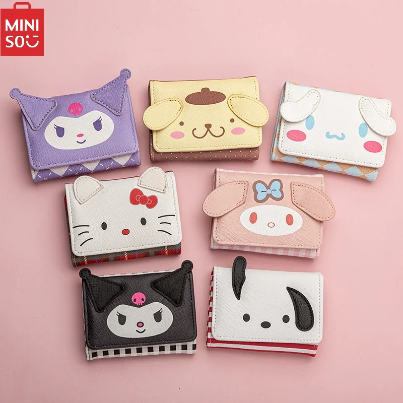 MINISO Sanrio New Coin Purse Luxury Brand Fashion Trend Women's Coin Purse Cartoon Wallet Multiple Card Slots Large Capacity