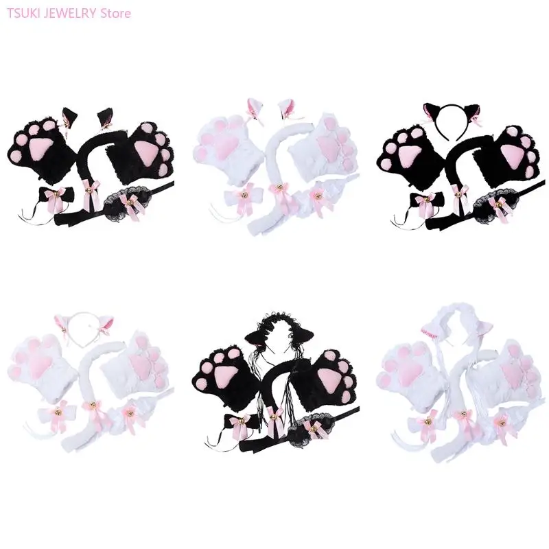 62ke لآذان القط غطاء الرأس Arctume أقواس الأزياء المزينة مع Bells Anime Cosplay #1