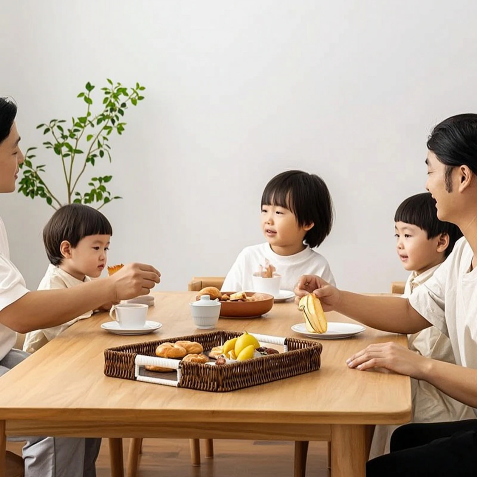 Rattan Serving Tray Ergonomic Serving Tray with Handles Tabletop Organizer Rustic Multi-Purpose for Hosts, Tea Time