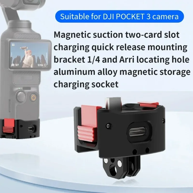 

Pocket3 Magnetic Tripod Adapter Charging Base 1/4 Mount USB-C for DJI ocket 3 Camera Gimbal Tripod Quick Release Bracket