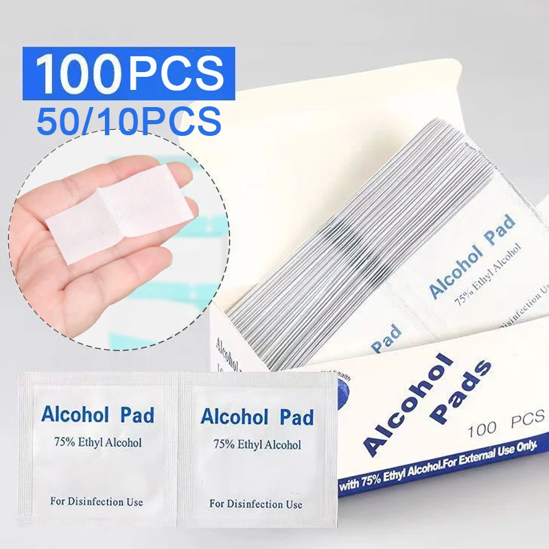 10/100Pcs Car Detailing Disposable Alcohol Disinfection Cotton Pad Wash Care Phone Cleaning Wiper Screen Glasses Cleaning Cotton