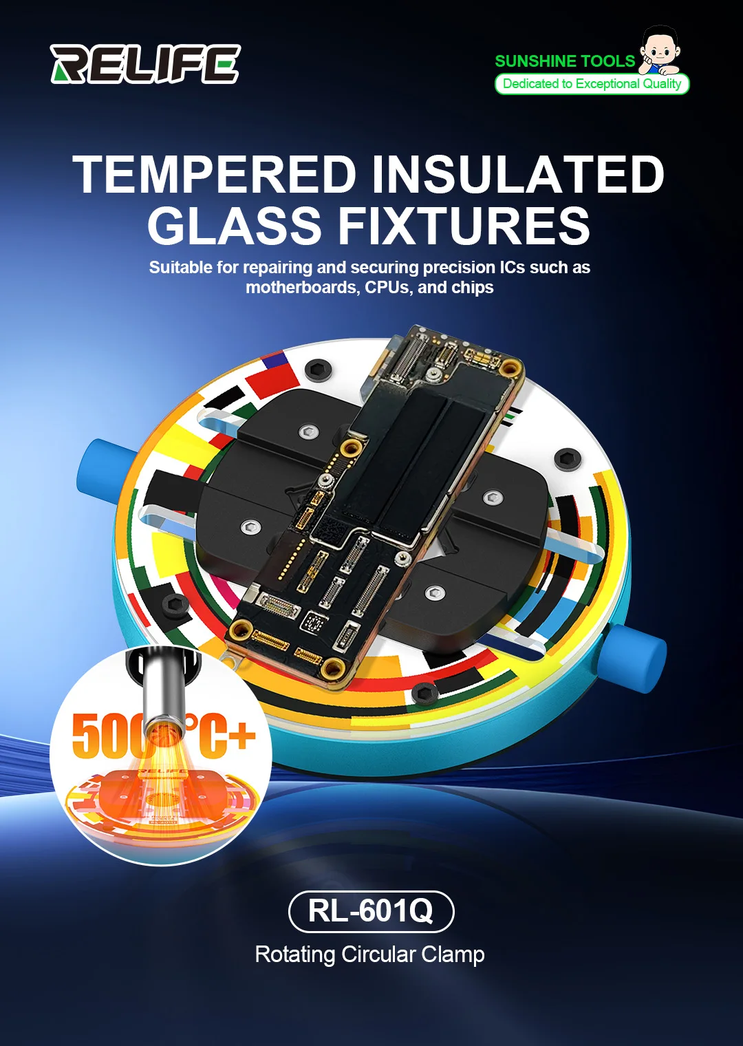 RL-601Q Tempered Insulated Glass Fixture Mobile Phone Repair Motherboard Fixing CPU Chip Hard Drive Precision IC Repairs