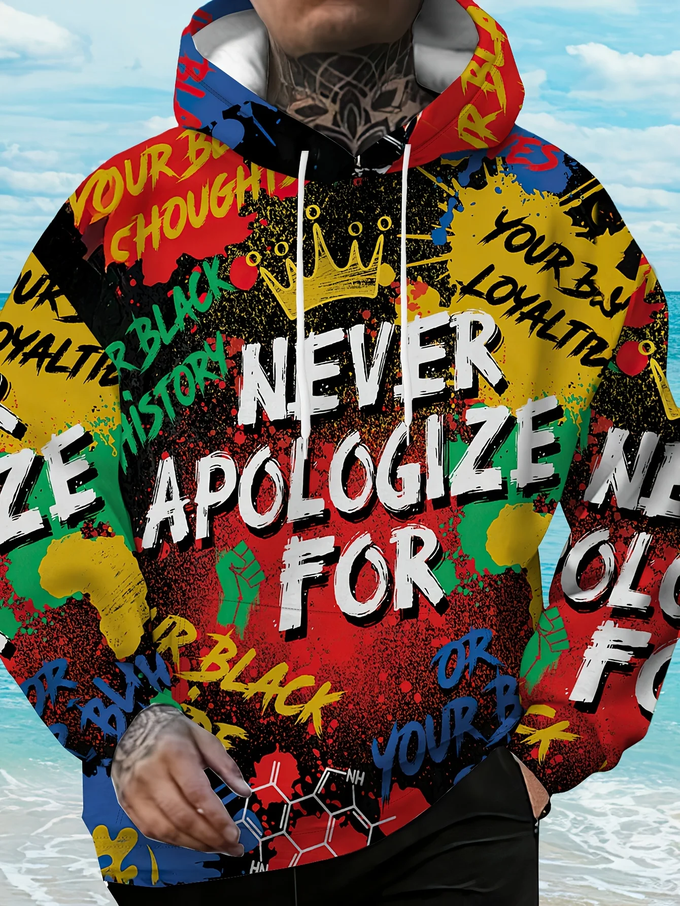 الرجال بلوزة كاجوال البلوز المتضخم هوديي شريط أفقي طباعة طويلة الأكمام فضفاضة حجم كبير للجنسين الرجال الملابس