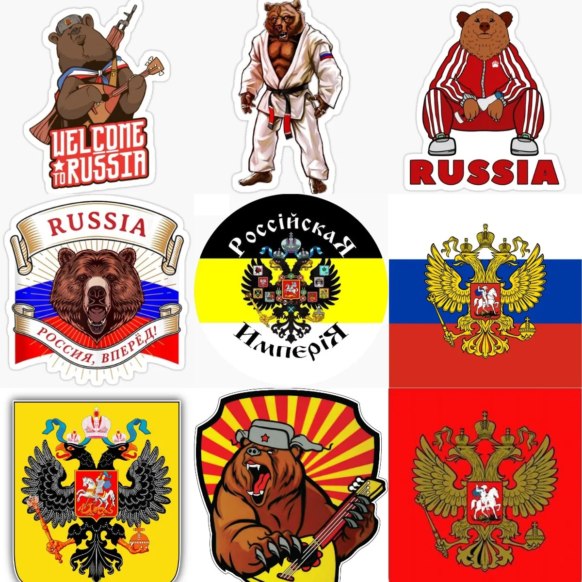 

Russia RUS Flag National Emblem Creative Bear Sticker for Decorate Car Motorcycle Camper Bumper Fridge Wall Decal Accessories