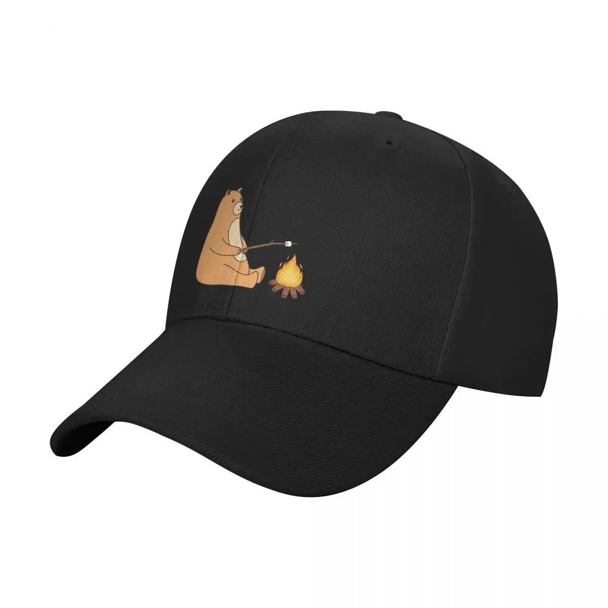 A Cute Bear Roasting Marshmallow On A Campfire Baseball Cap Designer Hat dad hat Sun Cap Boy Women's