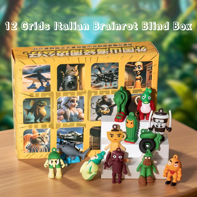 12 กริดอิตาเลี่ยน Brainrot กล่องตาบอด Tung Tung Tung Sahur Tralalero Tralala ตุ๊กตาจี้ Mystery กล่องของเล่นเด็กของขวัญ