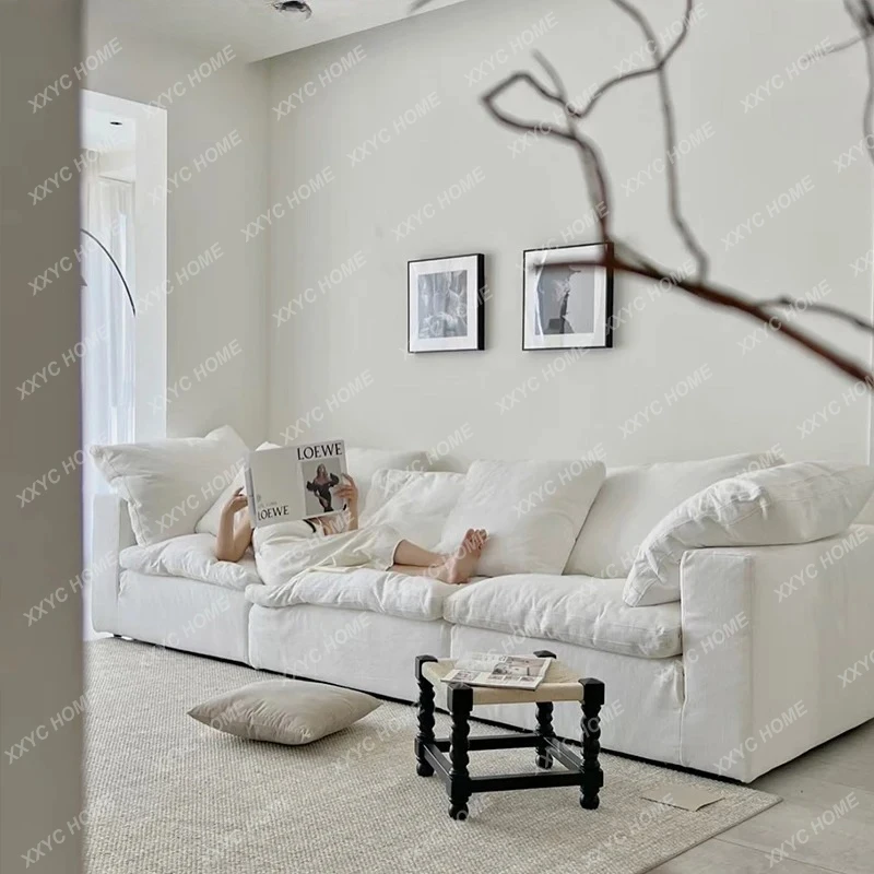 

LXintegrated modern simple cream wabi style simple linen sofa sectional sofa