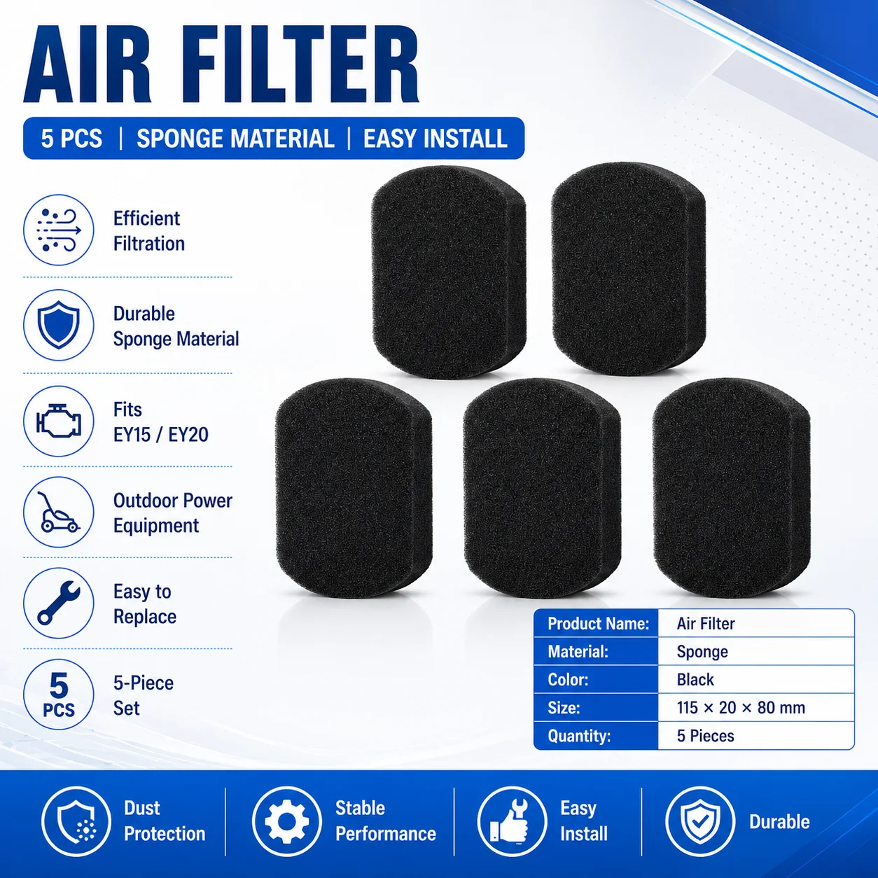 5PCS 227-36002-03 Air Filter Component- For EY15 For EY20 Garden Machinery PartsGarden Power Tool Accessories For Outdoor Garden