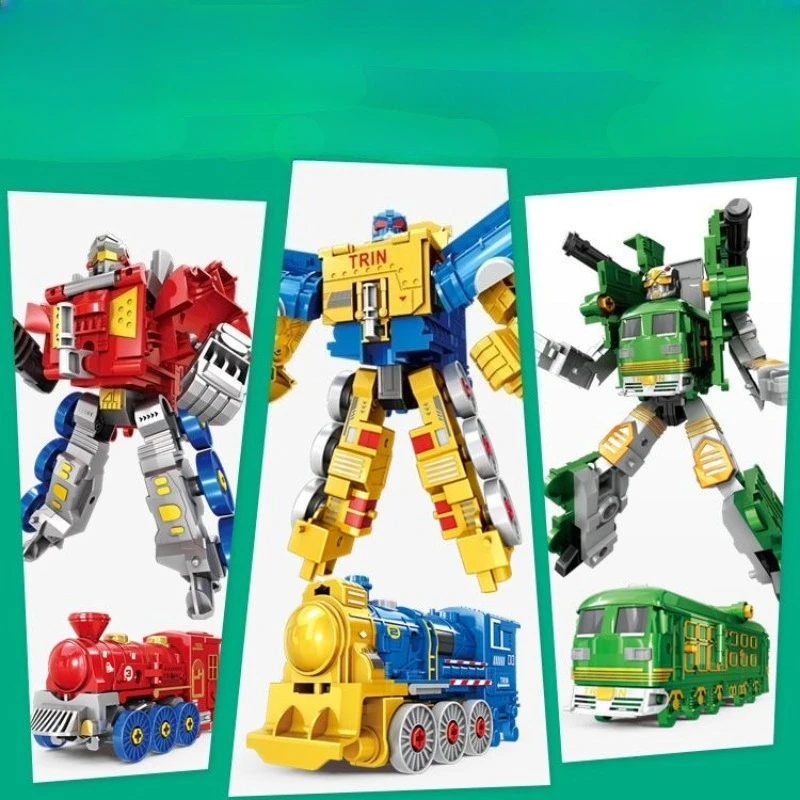 Combinaison de Train 3 en 1, jouet Robot à déformation, figurine d'action Convertible, modèle en plastique, voiture Robot, jouet série Anime, cadeau pour enfants