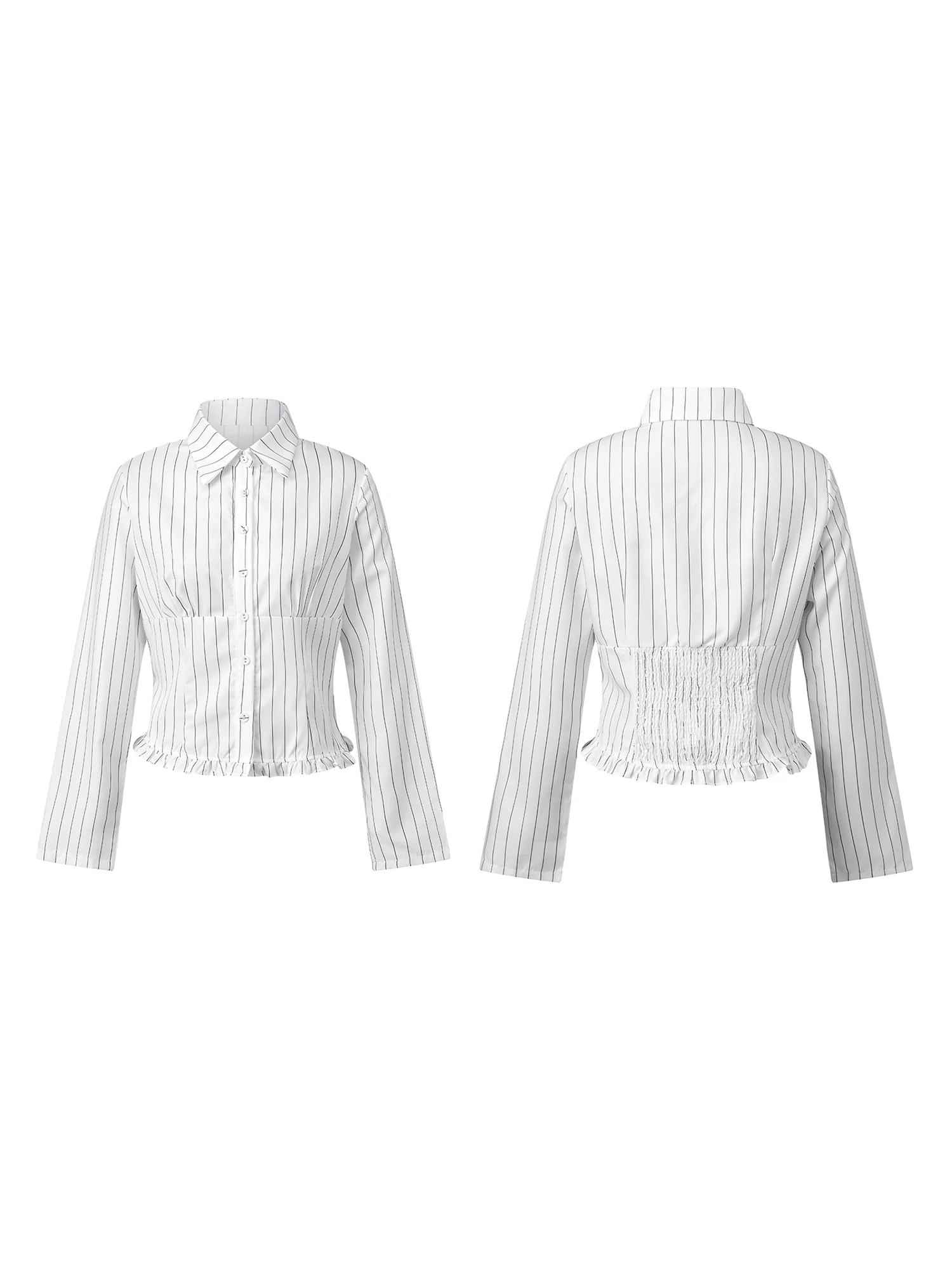 

Women s Striped Long Sleeve Button-down Shirt with Elegant Design Perfect for Fall Casual Daily Wear Tops