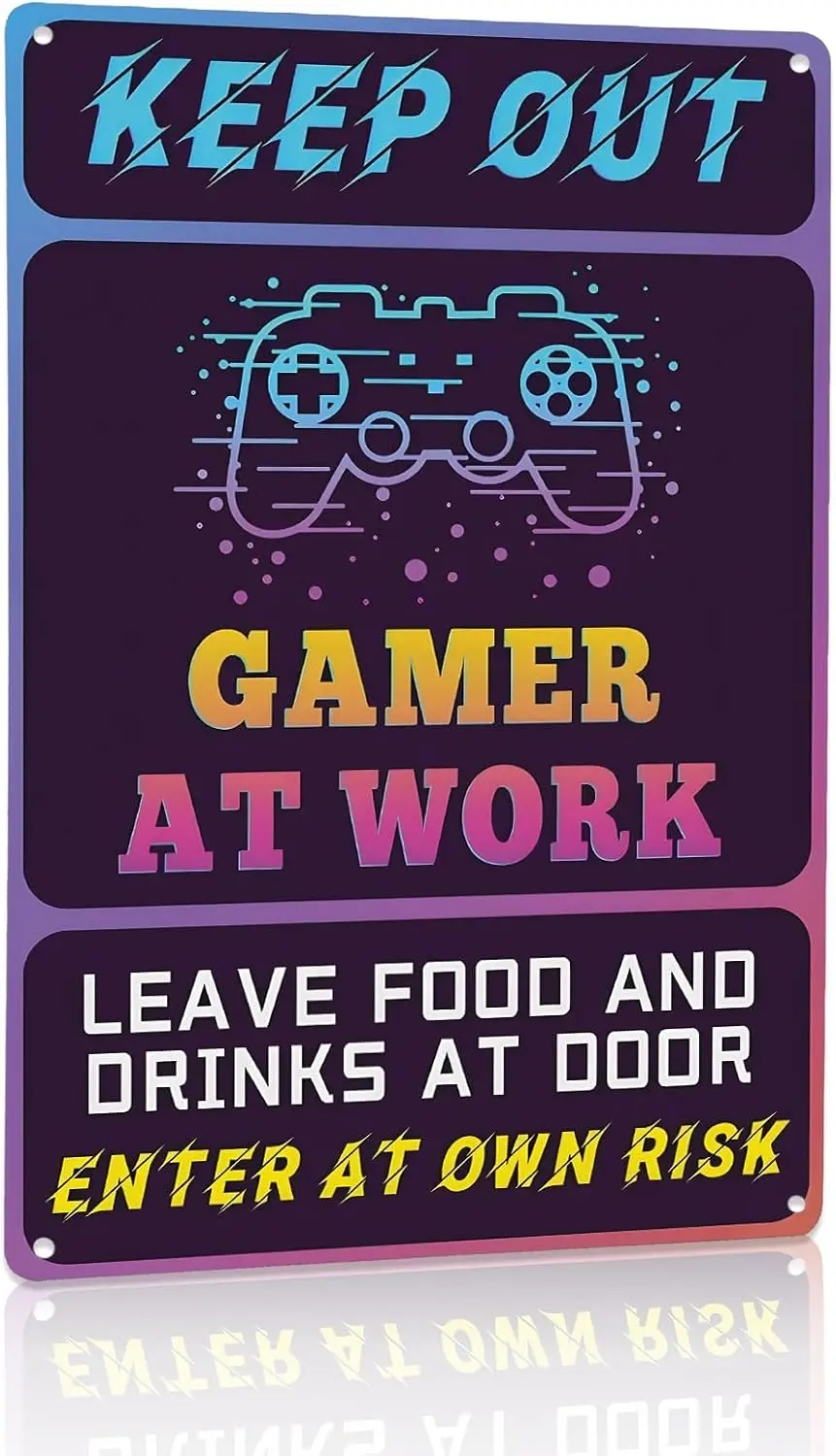 Y1,Gaming Stuff Gaming Room Decor Metal Tin Sign Plaque, Keep Out Signs for Home Bedroom Wall Art A