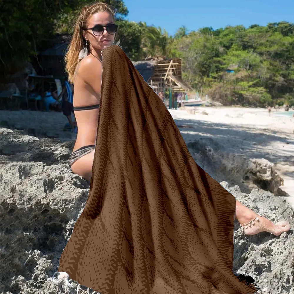 brown cable knit texture Quick Drying Microfiber Beach Towel Lightweight for Swimming Camping Yoga - Bath Towel