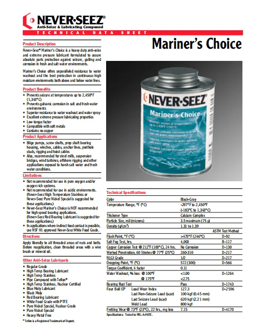 Bostik Never-Seez Mariner's Choice 8oz زيوت التشحيم لتجميعات الجوز والمسمار #4