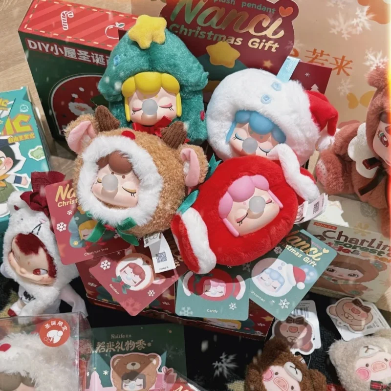 New Original Robotime Nanci Christmas Plush Blind Box Full Set Of 4 Guaranteed Festive Keychain Bag Charm Collection For Girls
