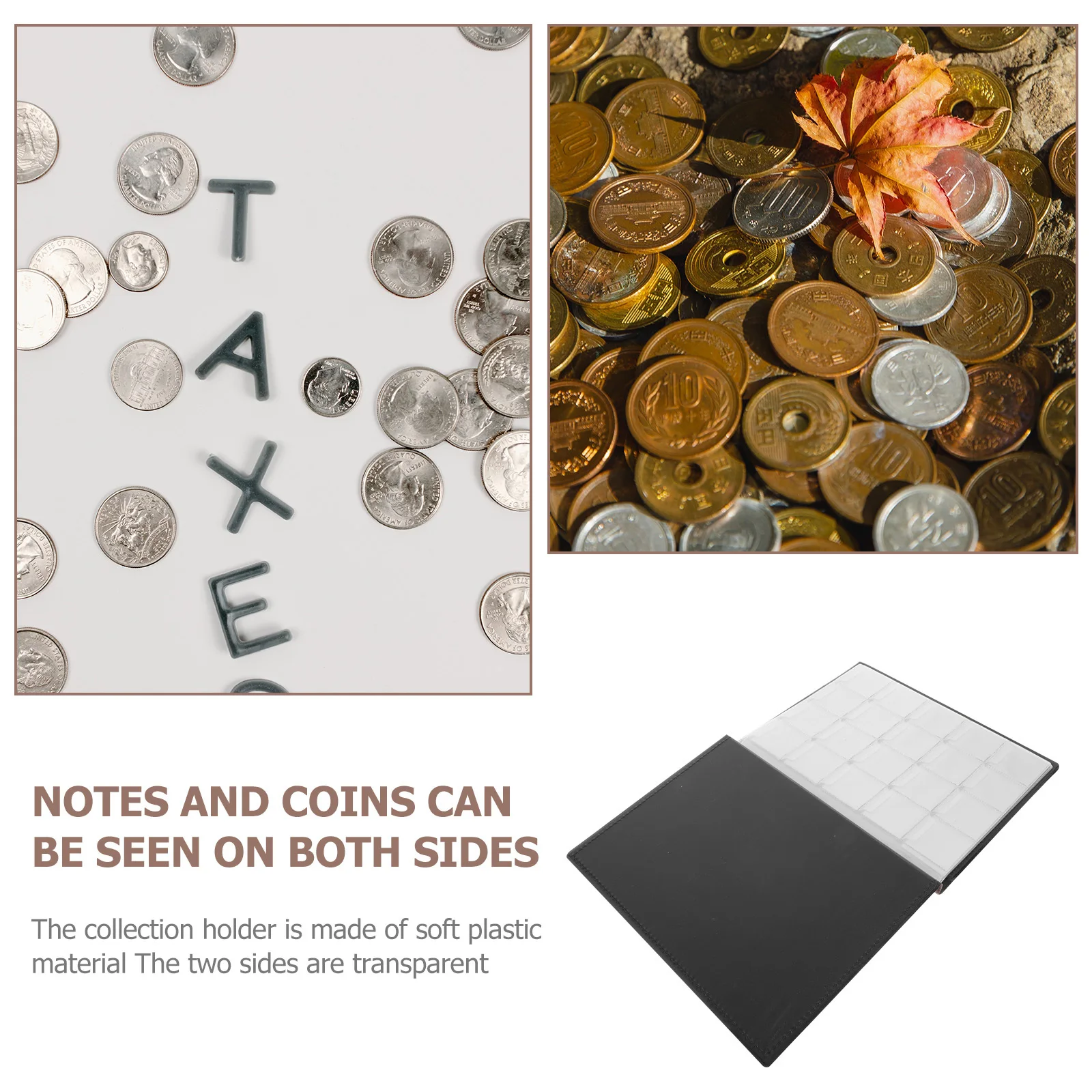 

1Pcs Collection Album 200 Grid High Quality Material Portable Coin Holder Transparent Design Storage