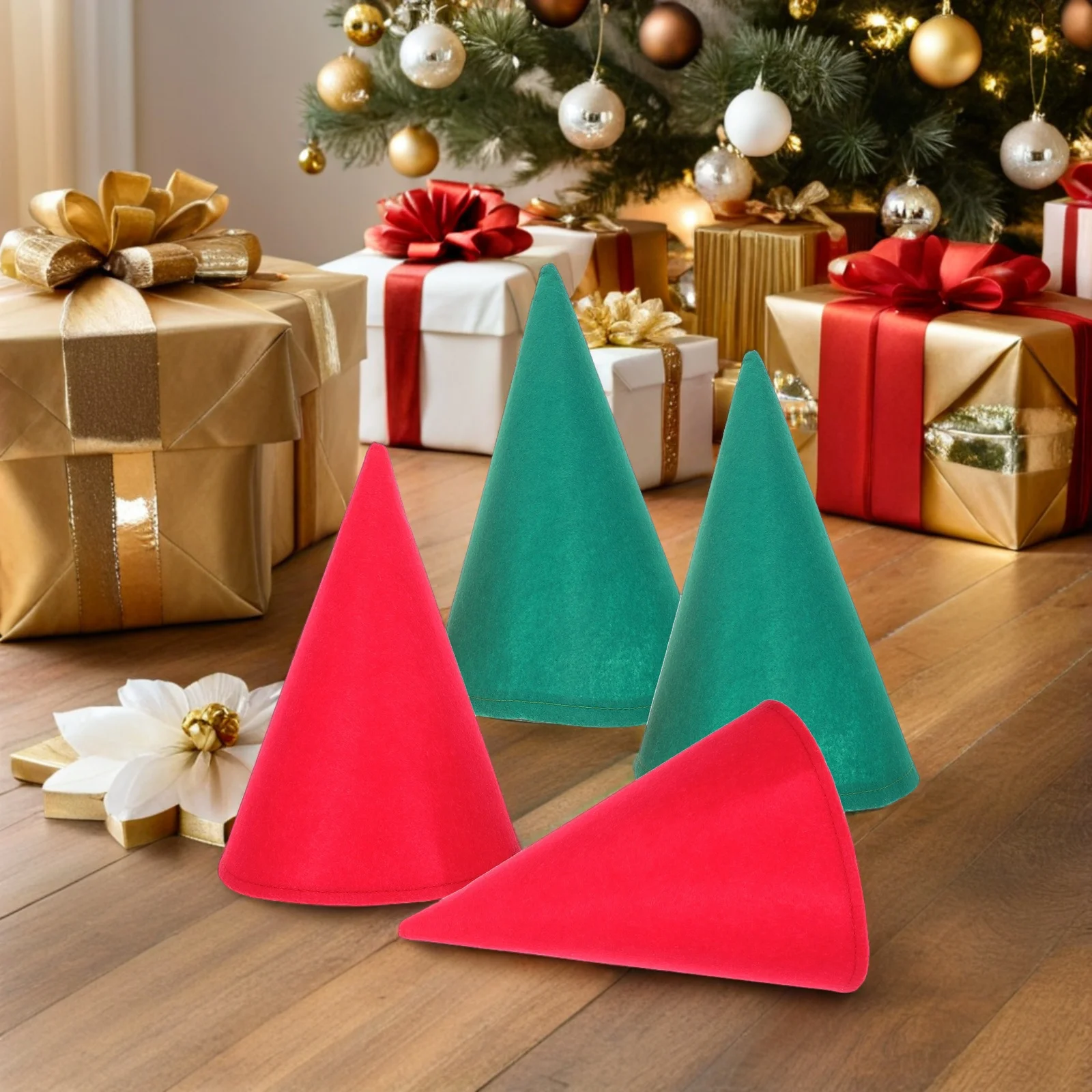 

4 Pcs Dwarf Hat Christmas Accessories Cone Gnome Hats Santa Felt Elf Cosplay Men and Women Costume