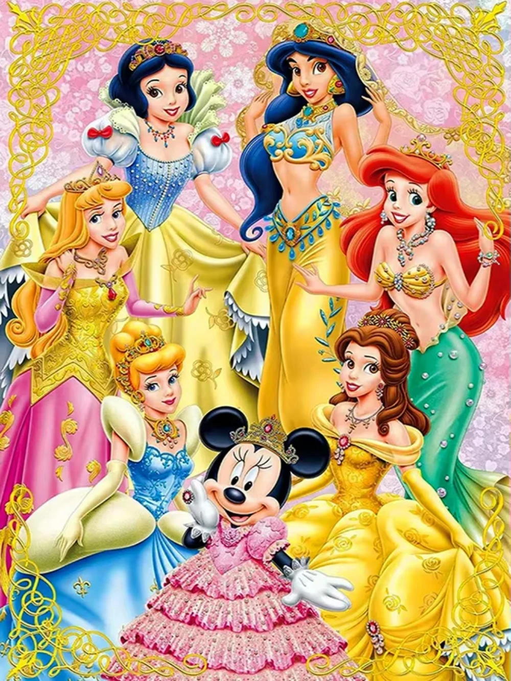 

MINISO Frameless Disney Diamond DIY Embroidery Minnie Mouse Rapunzel Of Rhinestones Mosaic The Little Mermaid Wall Art