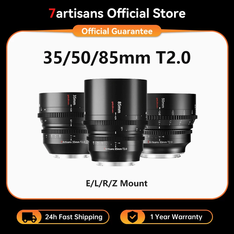 7artisans 35mm 50mm 85mm T2.0 Pełna klatka 310° Ultra Long Focus Cine Profesjonalne obiektywy Spectrum do Sony E FX3 FX6 Leica TL2 CL SIGMA FP Panasonic S5C S1KS5 Nikon Z5 Z6 Z9 II Canon EOS-R R5 R6
