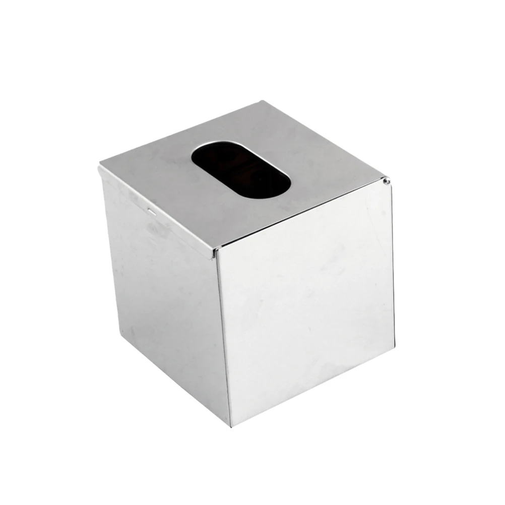 

Desktop Tissue Holder Stainless Steel Silver Color Nightstand Tissue Container Box For Home Office Counter Clutter Free