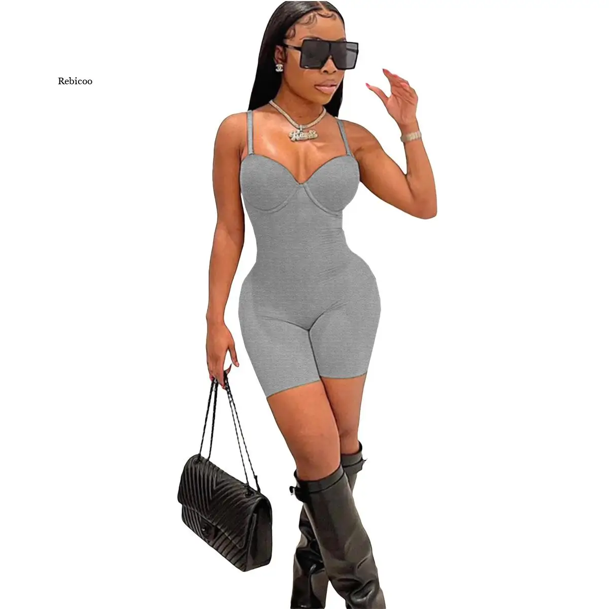 Ladies Fashion Jumpsuit Sexy Sleeveless Skinny Rompers for Women Sexy Backless Short Playsuits Summer Solid Lace Shorts